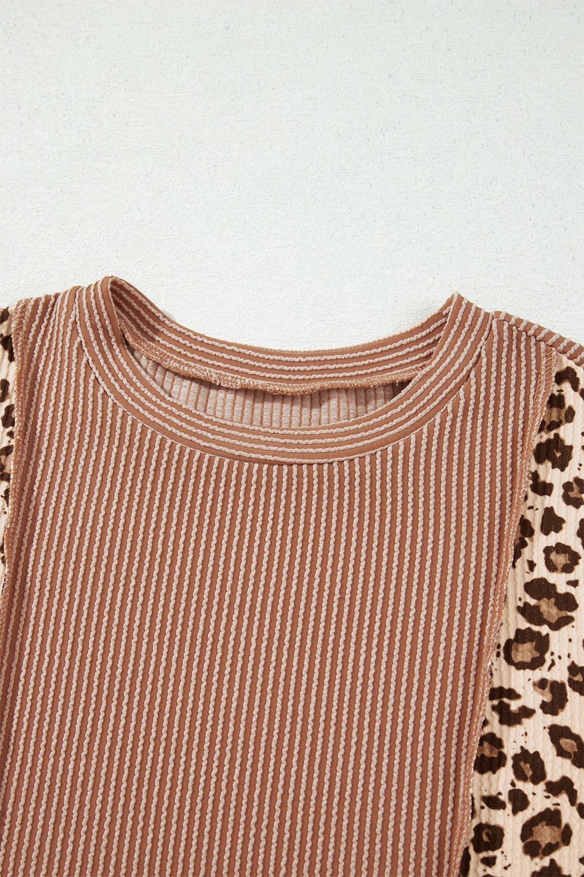 KaleaBoutique Stylish Leopard Print Colorblock Ribbed Knit Top - KaleaBoutique.com
