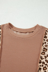 KaleaBoutique Stylish Leopard Print Colorblock Ribbed Knit Top - KaleaBoutique.com