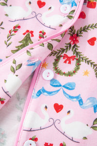 KaleaBoutique Comfortable Nutcracker Doll Christmas Print Ribbon Tie Waist Short 2pcs Pajama Set - KaleaBoutique.com