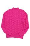 KaleaBoutique Solid Cable Knit High Neck Drop Shoulder Sweater - KaleaBoutique.com