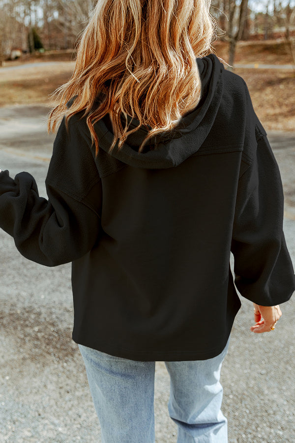KaleaBoutique Sequined Rugby Football Pattern Pocketed Zipper Hooded Jacket - KaleaBoutique.com