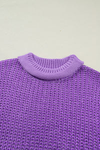 KaleaBoutique Stylish Solid Color Knit High Neck Short Sleeve Sweater - KaleaBoutique.com
