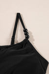 KaleaBoutique Beaded Spaghetti Straps Ruched Overlapped Colorblock One Piece Swimsuit - KaleaBoutique.com