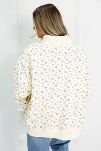 KaleaBoutique Stylish Ribbed High Neck Patchwork Floral Print Baggy Pullover Sweatshirt - KaleaBoutique.com