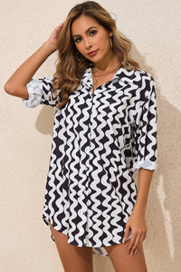 Print Loose Fit Open Front Beach Cover Up - KaleaBoutique.com