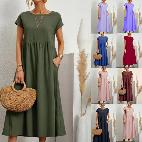 KaleaBoutique Sleeveless Cotton-Linen Maxi Dress with Patch Pockets - KaleaBoutique.com