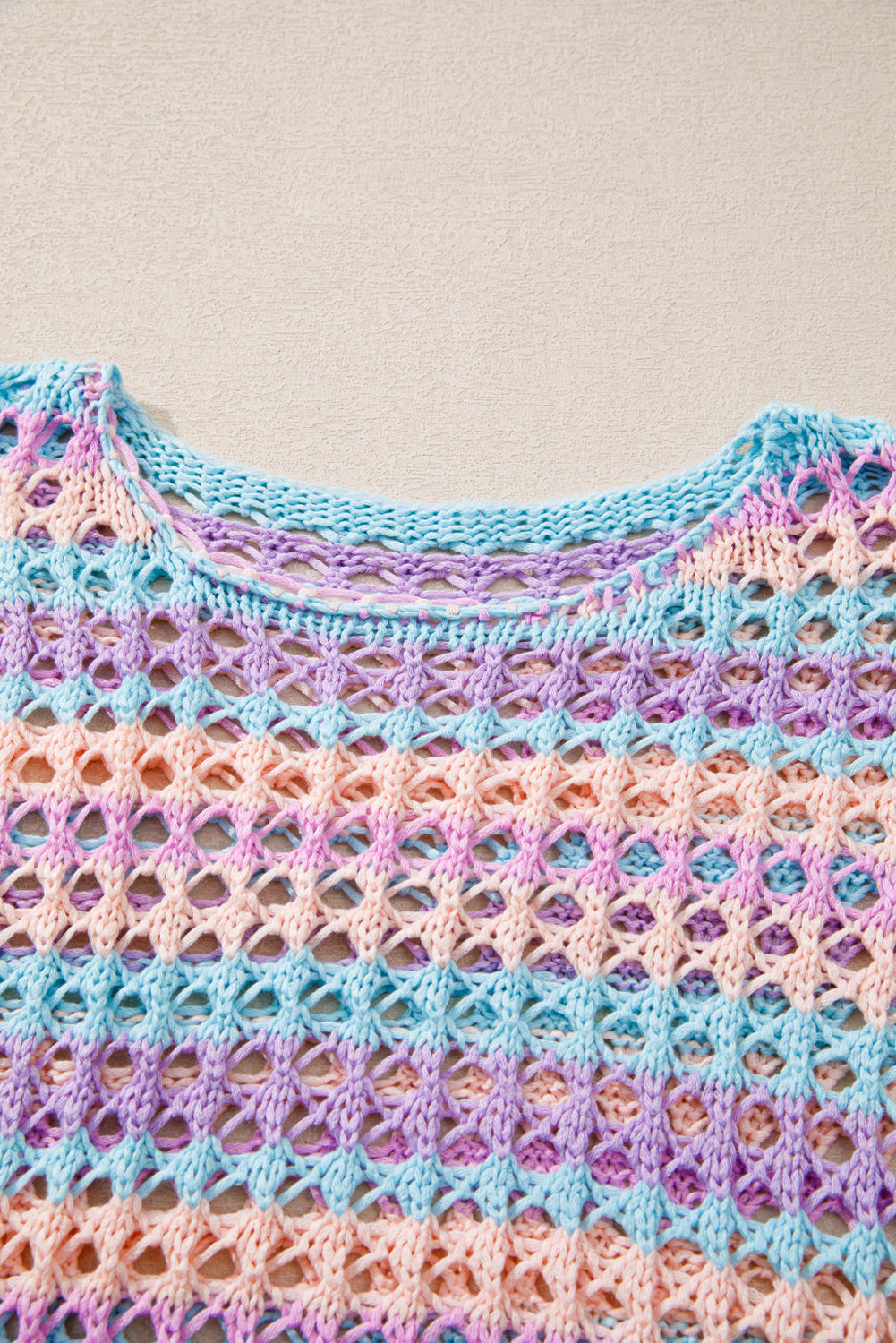 Multi Stripe Open Knit Sweater Beach Cover Up - KaleaBoutique.com