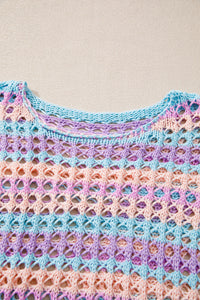 Multi Stripe Open Knit Sweater Beach Cover Up - KaleaBoutique.com