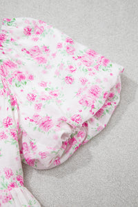 KaleaBoutique Stylish Floral Print Square Neck Ribbon Knot Back Cute Mini Dress - KaleaBoutique.com