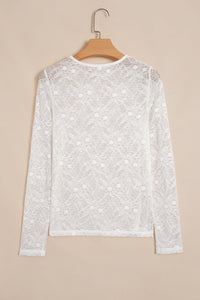 KaleaBoutique Comfortable Long Sleeve Sheer Mesh Lace Top - KaleaBoutique.com