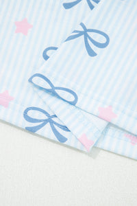 KaleaBoutique Stylish Bow Star Print Tied Detail 2pcs Lounge Set - KaleaBoutique.com