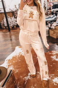 KaleaBoutique Stylish Comfortable Gingerbread Bakery Christmas Print 2 Pcs Lounge Set - KaleaBoutique.com