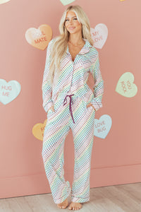 KaleaBoutique Stylish Pride Heart Print Valentines Long 2pcs Pajama Set - KaleaBoutique.com