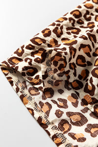KaleaBoutique Stylish Leopard Print Contrast Frilled Trim Button Down V Neck Shirt - KaleaBoutique.com