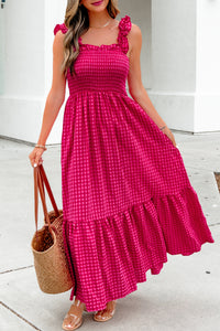 KaleaBoutique Comfortable Plaid Square Neck Fit-and-flared Vacation Sundress - KaleaBoutique.com