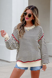 Ribbed Trim Drop Shoulder Oversized Sweater - KaleaBoutique.com