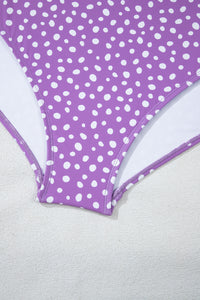 Plus Size Polka Dot Print Ruffled Knotted V Neck Tankini Set - KaleaBoutique.com