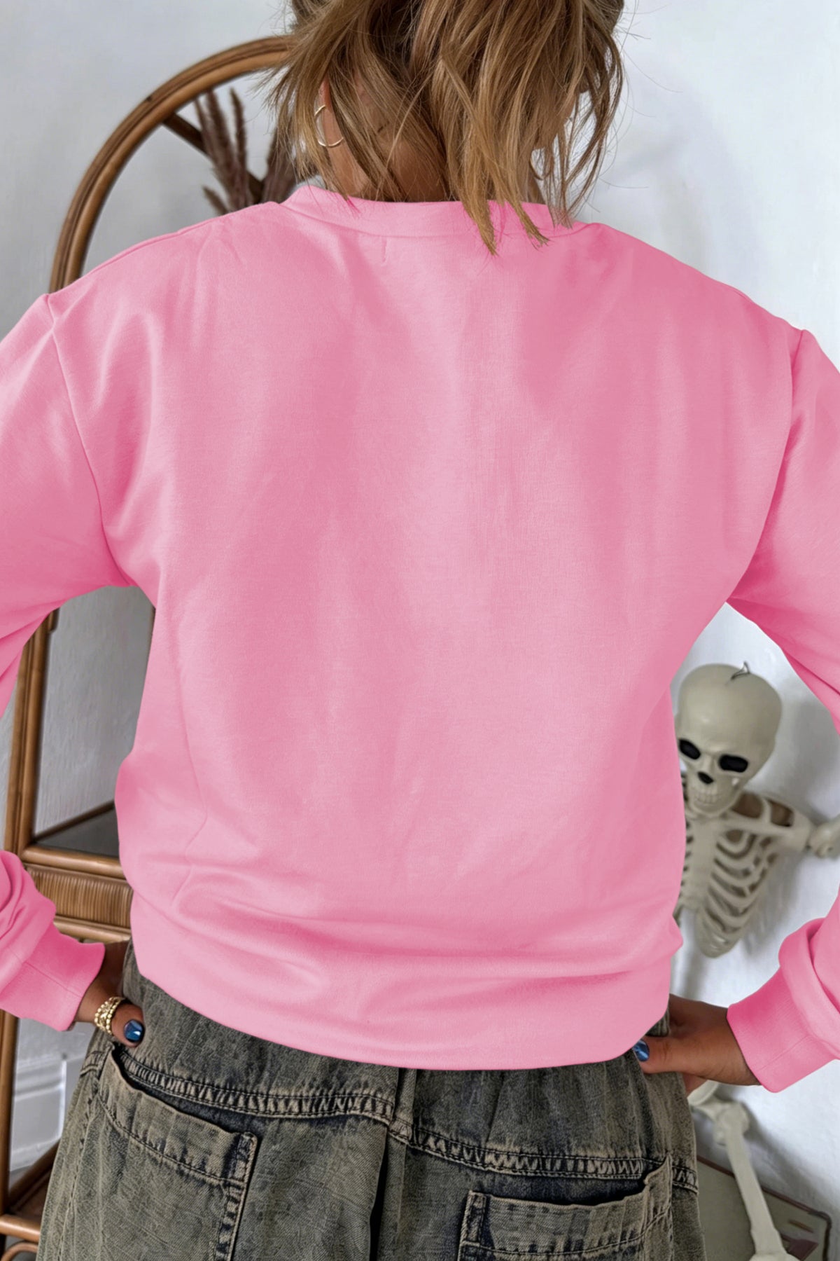 KaleaBoutique Stylish Embroidered Pumpkin Face Long Sleeve Round Neck Sweatshirt - KaleaBoutique.com