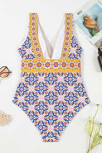 Floral Print V-Neck One-Piece Swimsuit by Kalea Boutique - KaleaBoutique.com