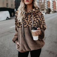 Women's Leopard-Print Colorblock Plush Pullover Hoodie - KaleaBoutique.com