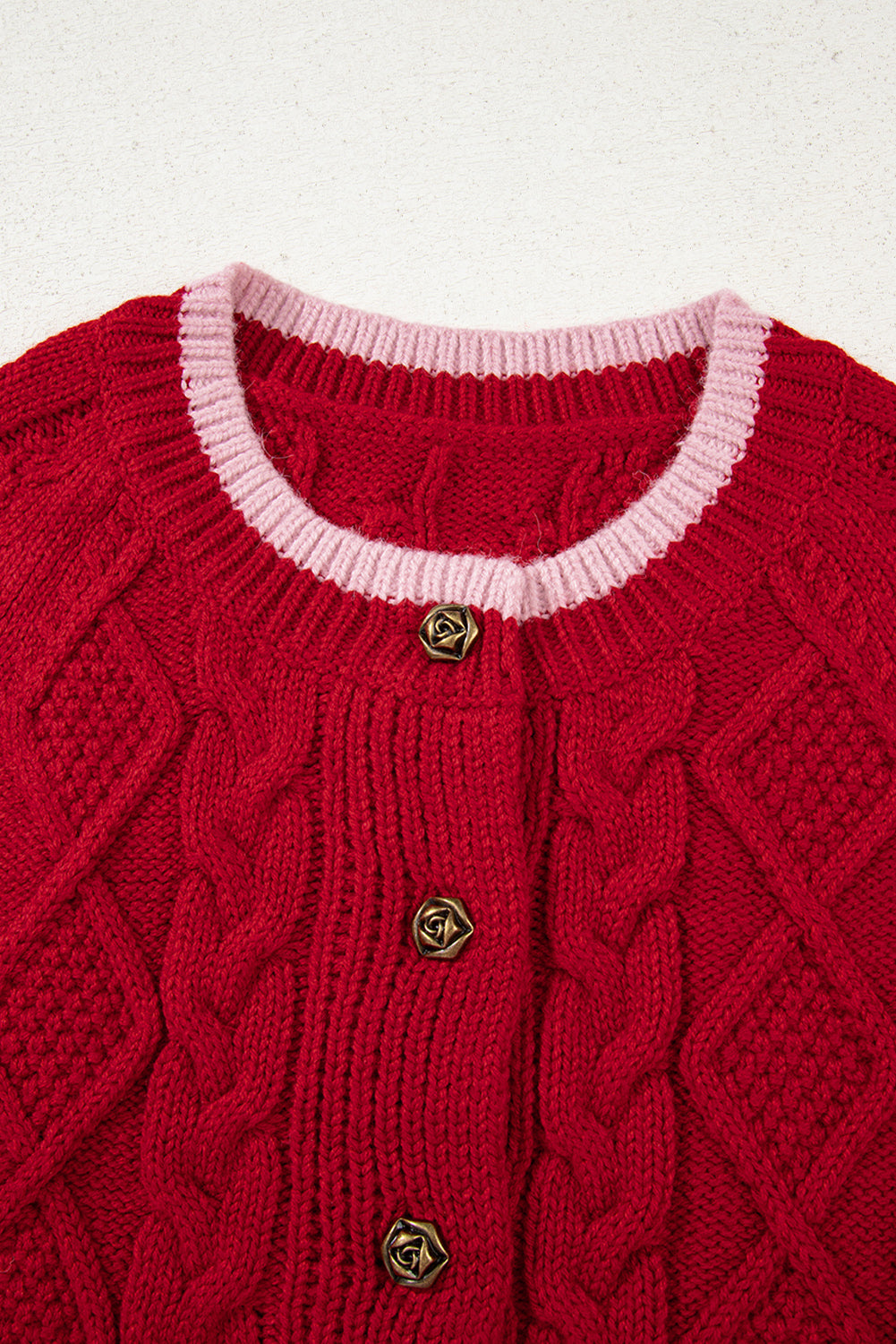 KaleaBoutique Comfortable Color Contrast Edge Cable Knit Buttoned Cardigan - KaleaBoutique.com