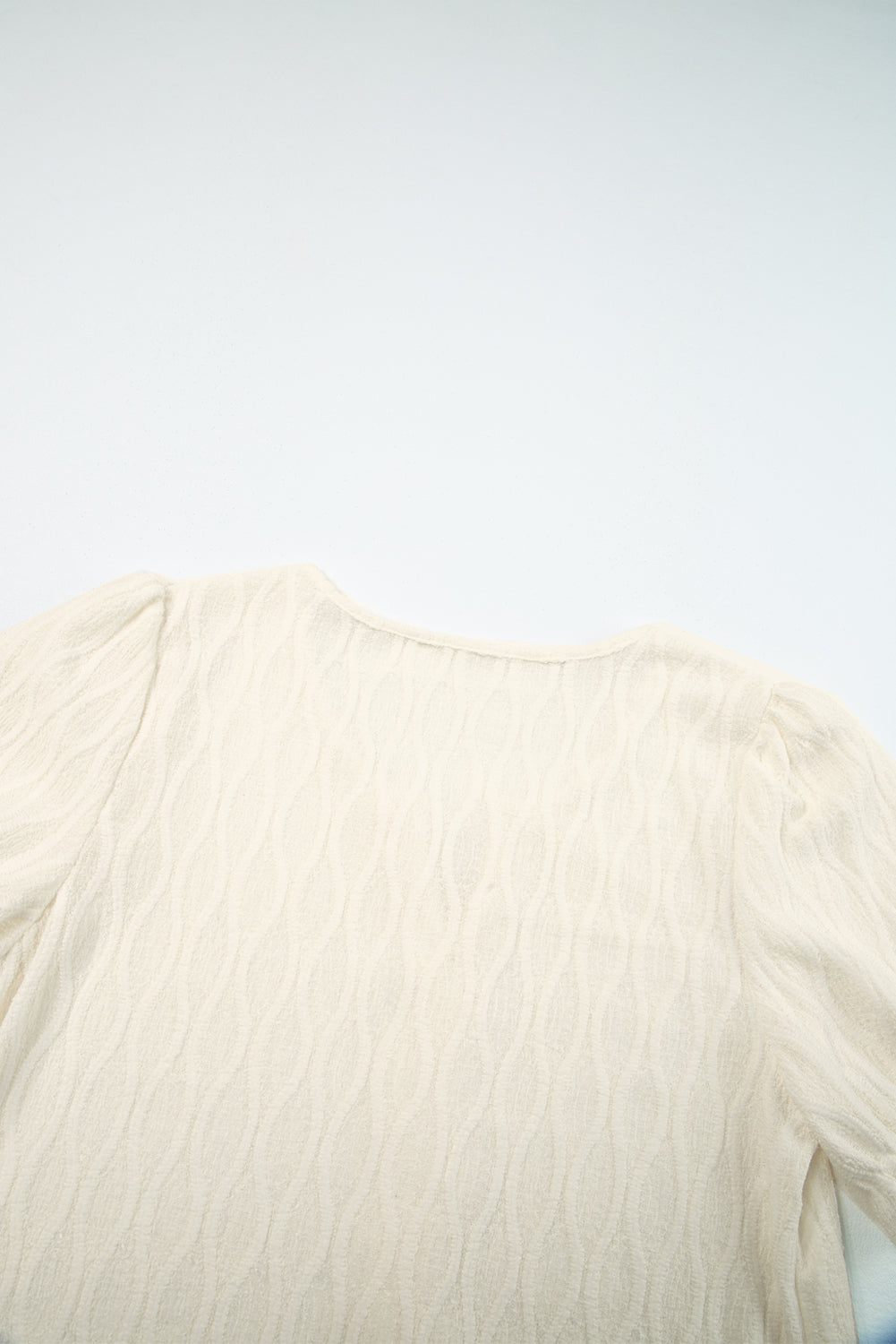 KaleaBoutique Chic Solid Color Textured Notched Neck Puff Sleeve Blouse - KaleaBoutique.com