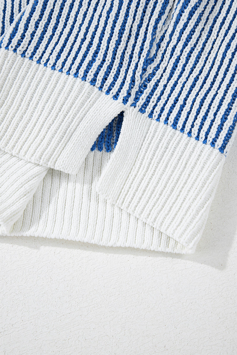 KaleaBoutique Stylish Striped Textured Knit Contrast Edge Loose Sweater - KaleaBoutique.com