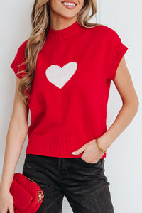 KaleaBoutique Comfortable Valentine Heart Graphic Cropped Short Sleeve Sweater - KaleaBoutique.com