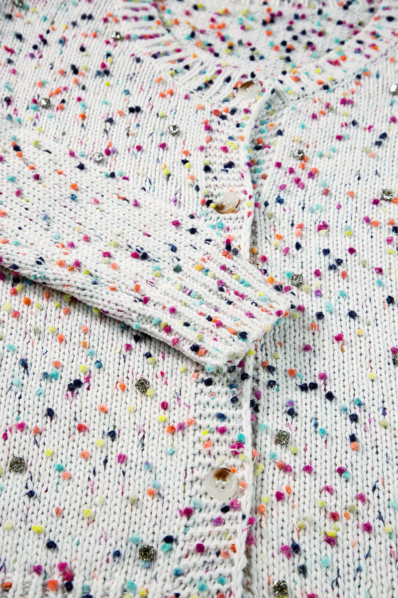 KaleaBoutique Rhinestone Decor Multicolor Confetti Sweater Cardigan - KaleaBoutique.com