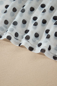 KaleaBoutique Stylish Polka Dot Sheer Mesh Long Sleeve Round Neck Shift Top - KaleaBoutique.com