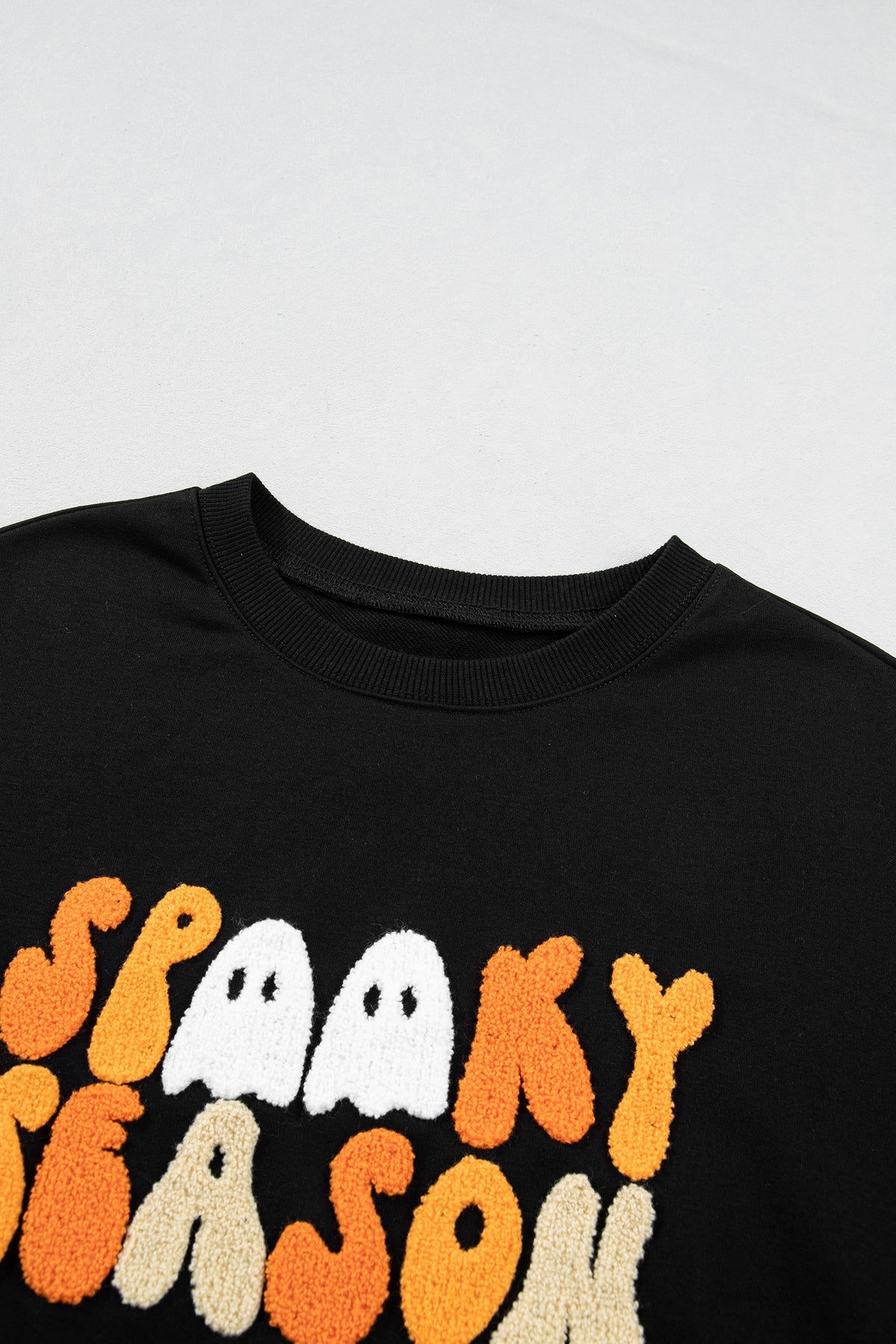 KaleaBoutique Stylish Embroidered Spooky Season Graphic Long Sleeve Round Neck Pullover Sweatshirt - KaleaBoutique.com