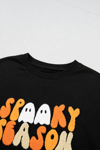 KaleaBoutique Stylish Embroidered Spooky Season Graphic Long Sleeve Round Neck Pullover Sweatshirt - KaleaBoutique.com