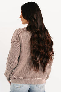 KaleaBoutique Stylish Mineral Wash Exposed Seam Patchwork Knit Open Sweater Cardigan - KaleaBoutique.com
