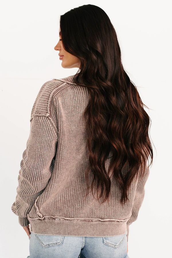 KaleaBoutique Stylish Mineral Wash Exposed Seam Patchwork Knit Open Sweater Cardigan - KaleaBoutique.com