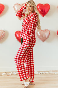 KaleaBoutique Stylish Christmas Plaid Print Shirt and Pants Pajama Set - KaleaBoutique.com