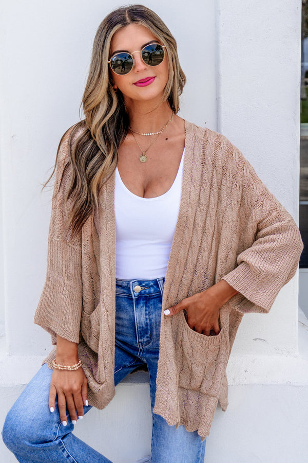 KaleaBoutique Comfortable Drop Shoulder Crochet Knit Open Front Cardigan - KaleaBoutique.com