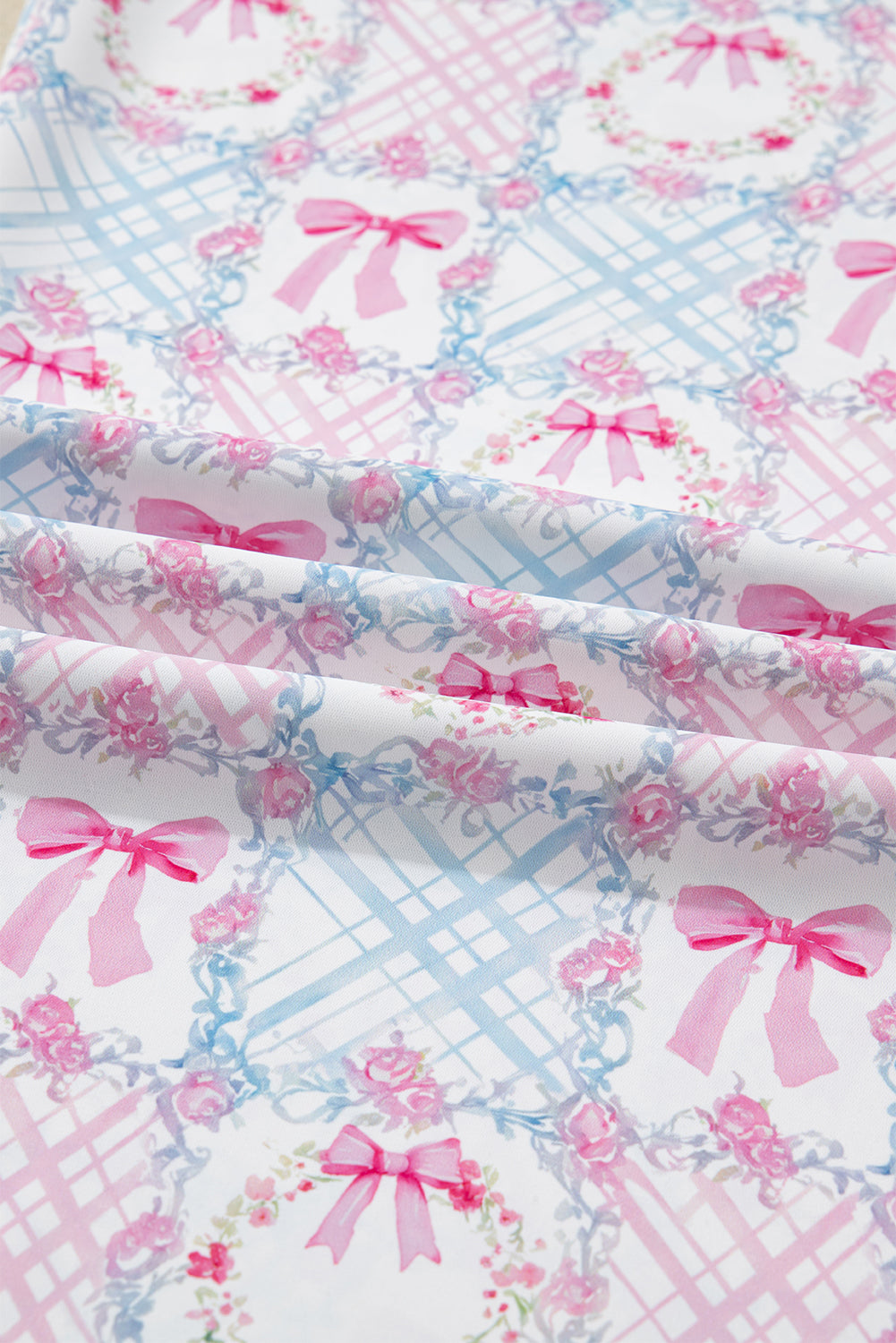KaleaBoutique Stylish Bow Wreath Pattern Christmas Holiday Tied Front Long Sleeve 2pcs Pajama Set - KaleaBoutique.com