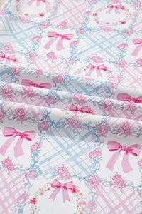 KaleaBoutique Stylish Bow Wreath Pattern Christmas Holiday Tied Front Long Sleeve 2pcs Pajama Set - KaleaBoutique.com