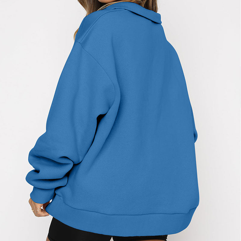 Women's Half-Zip Drop-Shoulder Pullover Sweatshirt - KaleaBoutique.com