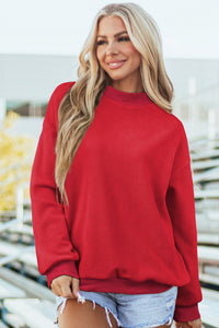 Oversize Drop Shoulder Reversible Mock Neck Sweatshirt - KaleaBoutique.com