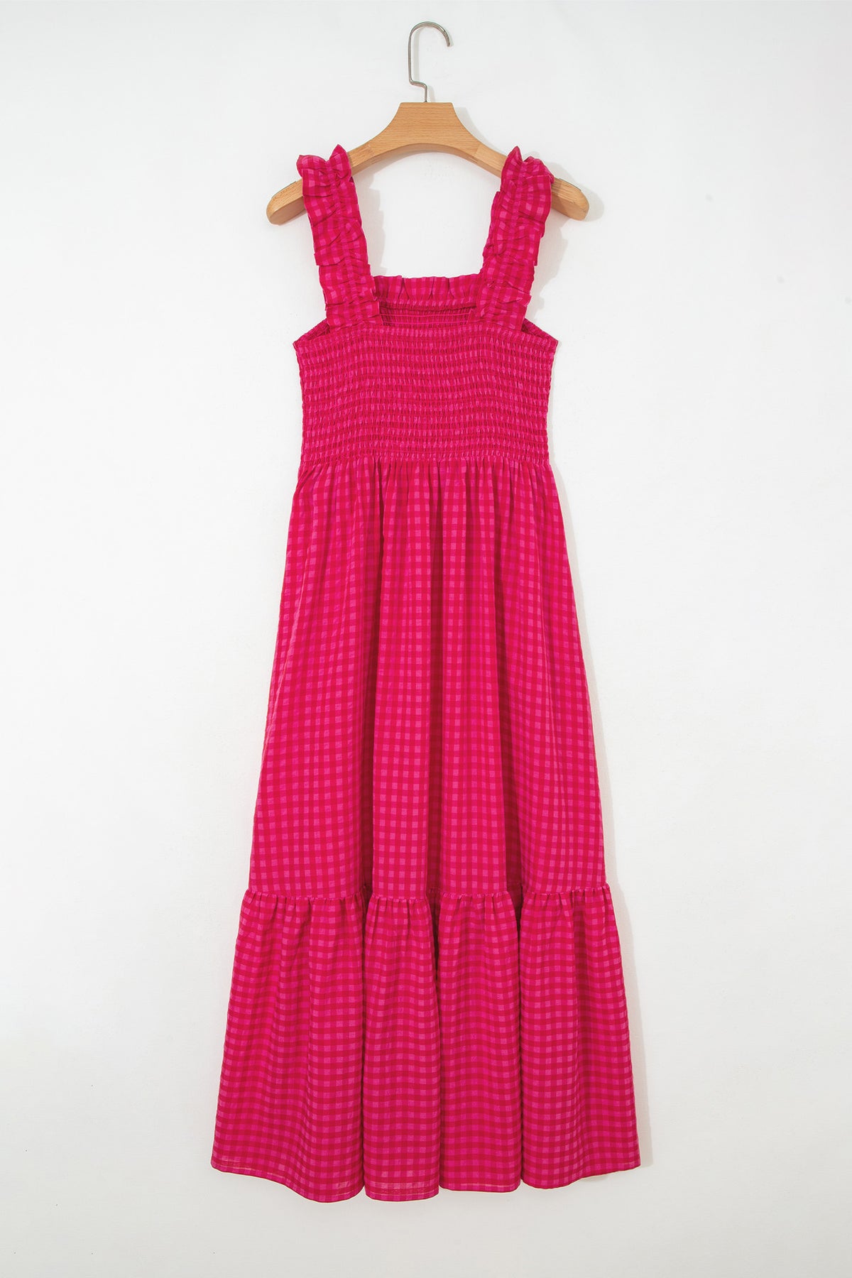 KaleaBoutique Comfortable Plaid Square Neck Fit-and-flared Vacation Sundress - KaleaBoutique.com