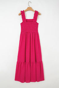 KaleaBoutique Comfortable Plaid Square Neck Fit-and-flared Vacation Sundress - KaleaBoutique.com