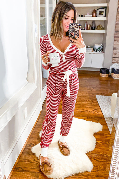KaleaBoutique Stylish Buttoned V Neck Top and Knotted Waist Pants Lounge Set - KaleaBoutique.com