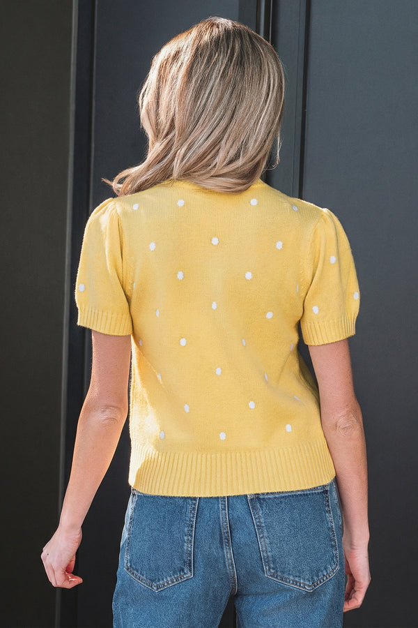 KaleaBoutique Comfortable Elegant Polka Dot Bubble Short Sleeve Sweater - KaleaBoutique.com