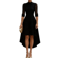 Women's High-Neck Sheer-Sleeve High-Low Dress - KaleaBoutique.com