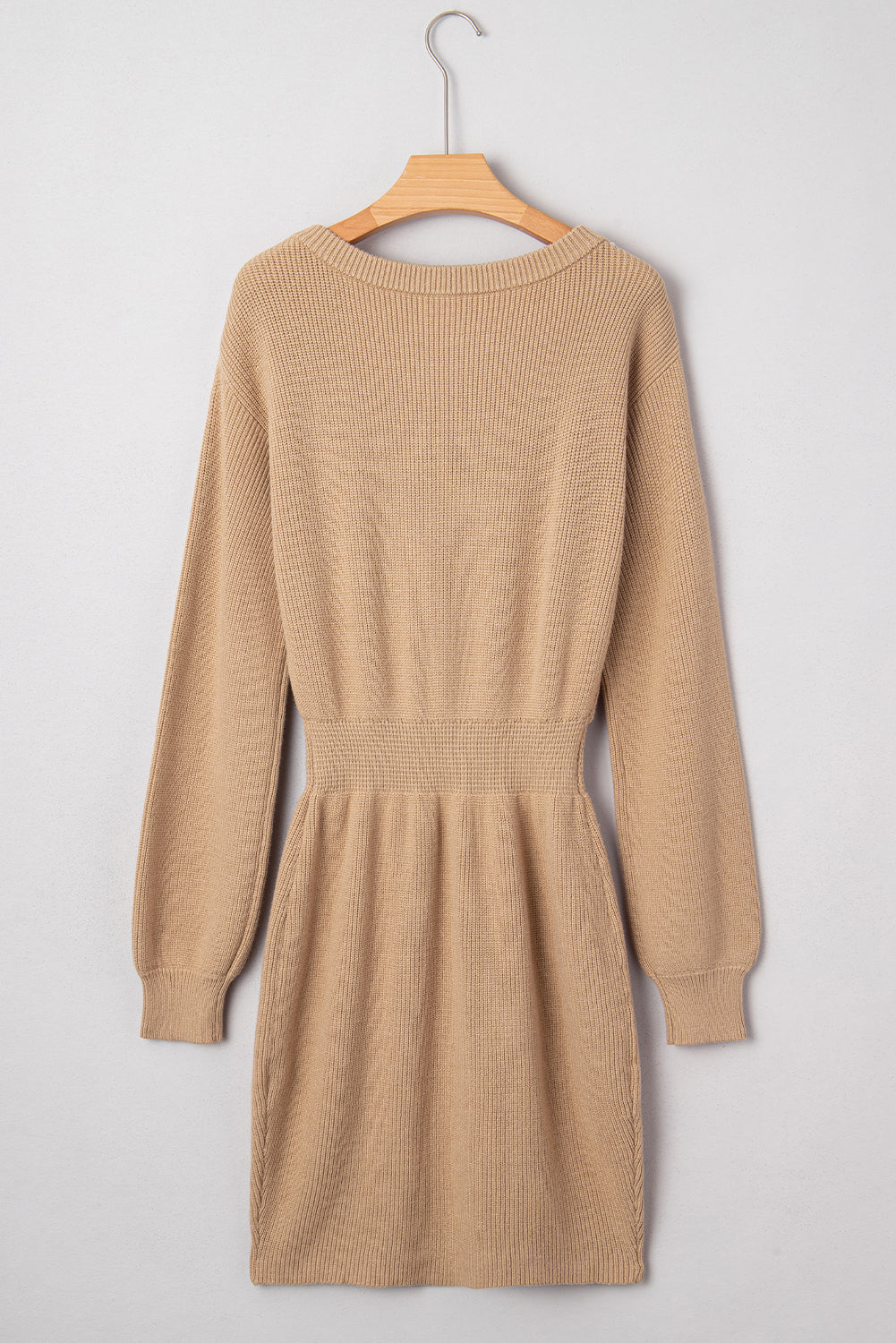 KaleaBoutique Stylish Pearl Embellished Keyhole Ribbed Sweater Dress - KaleaBoutique.com