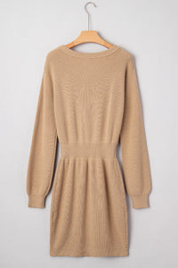 KaleaBoutique Stylish Pearl Embellished Keyhole Ribbed Sweater Dress - KaleaBoutique.com