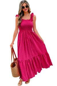 KaleaBoutique Comfortable Plaid Square Neck Fit-and-flared Vacation Sundress - KaleaBoutique.com