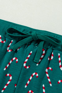 KaleaBoutique Stylish Christmas Candy Cane Printed Top and Pants Lounge Set - KaleaBoutique.com