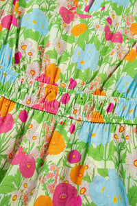 KaleaBoutique Comfortable Floral Print V Neck Short Puff Sleeve Cotton Maxi Dress - KaleaBoutique.com